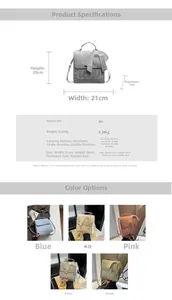 Detailed size specifications and color options for the stylish PU bow backpack