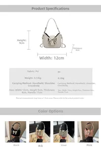 Mini PU bow bag detailed measurements and multi-color options for small crossbody