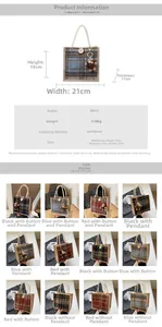 Details zur Mini-Karierte Tasche mit Maßen, Zierknopf und Affen-Plüschanhänger