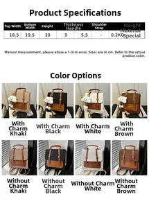 Detailed size chart and multi-color options for retro leather crossbody bag
