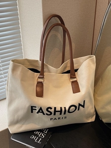 Fashion Paris Buchstabendruck Große Kapazität Segeltuch Tote Tasche Für Damen Minimalistisch Casual Pendeln Schulter Handtasche