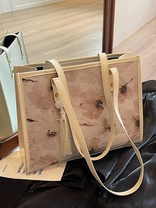 Sac cabas français minimaliste avec motif floral et grande capacité de rangement