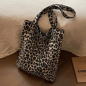 Large Capacity Canvas Tote Bag Women Leopard Zebra Animal Print Shoulder Bag Streetwear Fashion Handbag For Daily Commute