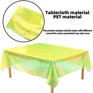 Irisierende PET-Partytischdecke mit buntem Lasereffekt für Geburtstagsdekorationen