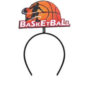 Basketball theme headbands with orange ball decor and athlete silhouettes for sports parties