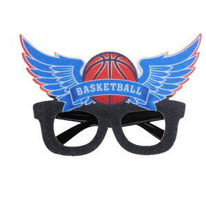 Lunettes de fête thème basket avec ballon rouge et bannière bleue pour fans de sport