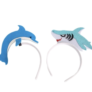 Blue dolphin and glitter shark headbands set for children ocean theme party dress up