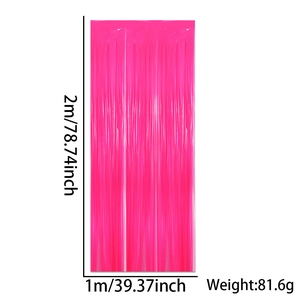Hot pink foil fringe curtain 1m x 2m decorative backdrop dimensions and weight details