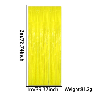 Detailed size chart of yellow foil tinsel curtain for party background decoration