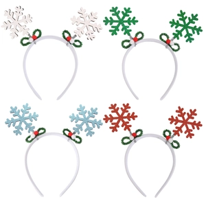 Christmas Snowflake Headband Glitter Hair Band With Pom Poms For Party Decoration Accessories Women Girls Kids Gift