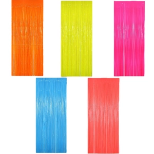Neon fringe curtains set in orange yellow pink blue and red for party background