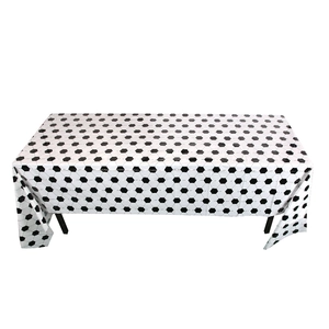 Waterproof rectangular soccer theme tablecloth with classic black and white hexagon patterns