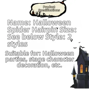 Detail view of purple Halloween spider hair clips for pets and party decorations