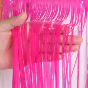 Fuchsia 2m foil fringe curtain for party backdrops with metallic gloss and dense texture