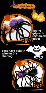 Detail of Halloween purple spider hair clips for pets with flexible wire legs and strong grip