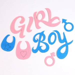 Décorations de fête de révélation en feutre rose et bleu avec Girl et Boy