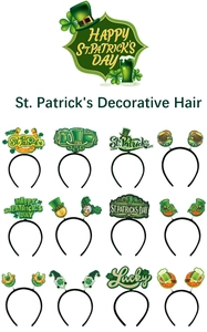 Lot de 12 serre-têtes de Saint-Patrick avec trèfles, chapeaux hauts et pièces d'or porte-bonheur
