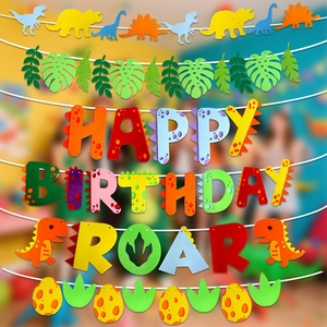 Dinosauriër Thema Verjaardagsfeest Decoratie DIY ROAR Letter Banner Fluorescerende Vilt Guirlande Voor Kinderen