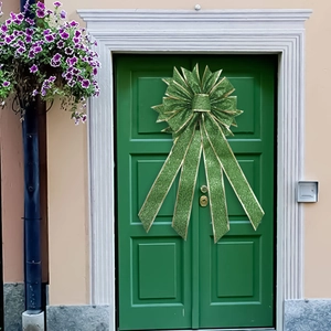 Large St. Patrick's Day green glitter bow decoration for door hanging party decor