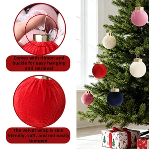 12-pack velvet Christmas ball ornaments with gold hooks and ribbons for holiday decor
