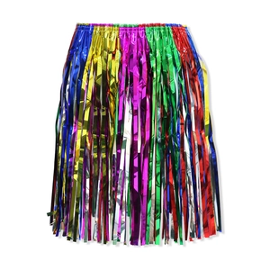Rainbow laser fringe skirt with multicolor metallic tinsel for carnival party decoration