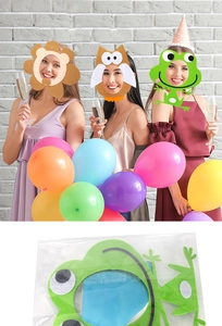 Kids felt animal party masks featuring colorful lion owl and frog designs for photos