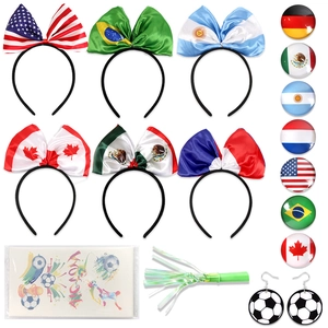 Kit fan foot avec serre-tête nœud drapeau, badges, sifflet et divers accessoires