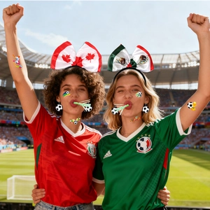 Détails des accessoires de foot avec bandeau nœud Mexique et autocollants de visage
