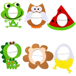 Set of six cartoon animal felt masks for kids birthday party and Christmas costume events