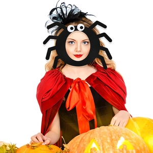 Déguisement d'Halloween pour enfants avec serre-tête araignée noire et cape en satin rouge