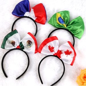 Serre-têtes en satin avec drapeaux de France Brésil Mexique et Canada pour supporters