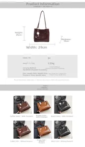 Size chart for tote bag showing dimensions 29x25x10cm and high-quality PU material specs