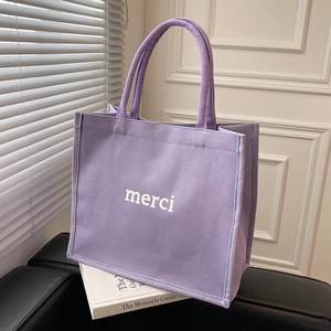 Borsa Tote in Tela da Donna Grande Capacità Merci Stampa di Lettere Semplice Borsa a Tracolla Stile Coreano Per Scuola