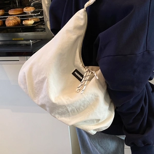 Borsa a tracolla in tela bianca minimalista con grande capacità per uso quotidiano