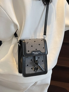 Mini sac à bandoulière pour téléphone avec motif à pois et détails de nœuds élégants