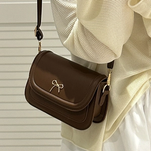 Fashion Women PU Leather Small Square Bag With Bowknot Decoration Elegant Crossbody Shoulder Bag For Daily Casual Matching