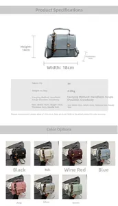 Detailed size specifications and multiple color variants of this vintage PU crossbody bag