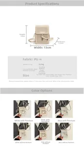 Size guide for minimalist PU leather crossbody mobile phone bag with product dimensions