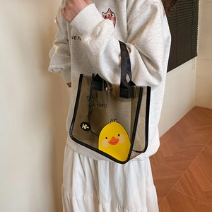 Sac à main transparent en PVC avec imprimé canard et poignées en sangle noires