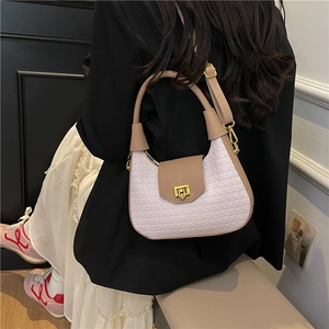 Women Woven Dumpling Shoulder Bag PU Leather Crossbody Bag With Gold Chain Strap Retro Hobo Bag Urban Minimalist Underarm Handbag