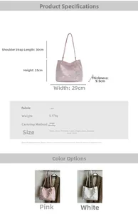 Detailed size specifications for the lace tote bag with 3D butterfly floral accents