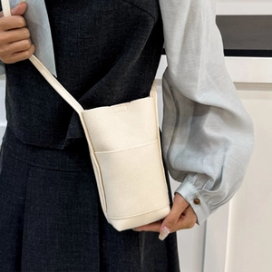Damen Minimalism Litschi-Textur PU Leder Handytasche Mini Vertikale Quadratische Umhängetasche Crossbody Tasche Mit Vordertasche