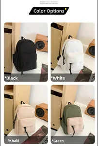Mini nylon backpacks shown in black, white, khaki and green colors for stylish daily use