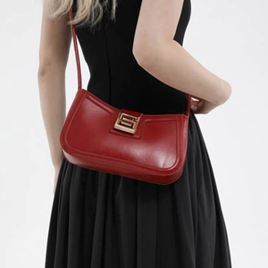 Women's Fashion PU Leather Underarm Shoulder Bag With Square Metal Buckle Minimalist Baguette Bag For Casual Daily Commute