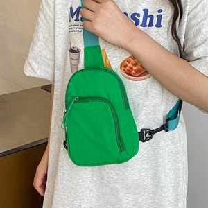 Sac de Poitrine Minimaliste en Toile pour Femmes Style Japonais Couleur Unie Petit Sac Carré Téléphone Sac à Épaule