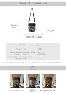 Detailed size and specs for faux leather snake print and leopard crossbody bags