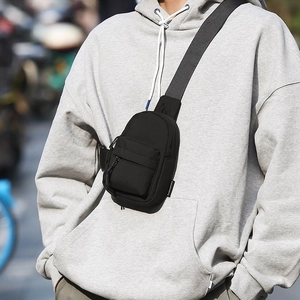 Waterproof black nylon crossbody chest bag for women with large capacity and casual style