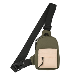Waterproof lightweight crossbody bag in olive green and beige with nylon strap