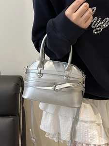 Borsa a Tracolla da Donna a Forma di Conchiglia in Pelle PU Borsa Messenger Con Fibbia Decorativa Tendenza Street per Ufficio