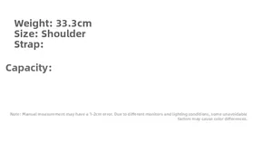 Detailed size and capacity specifications table for hollow woven straw shoulder bag